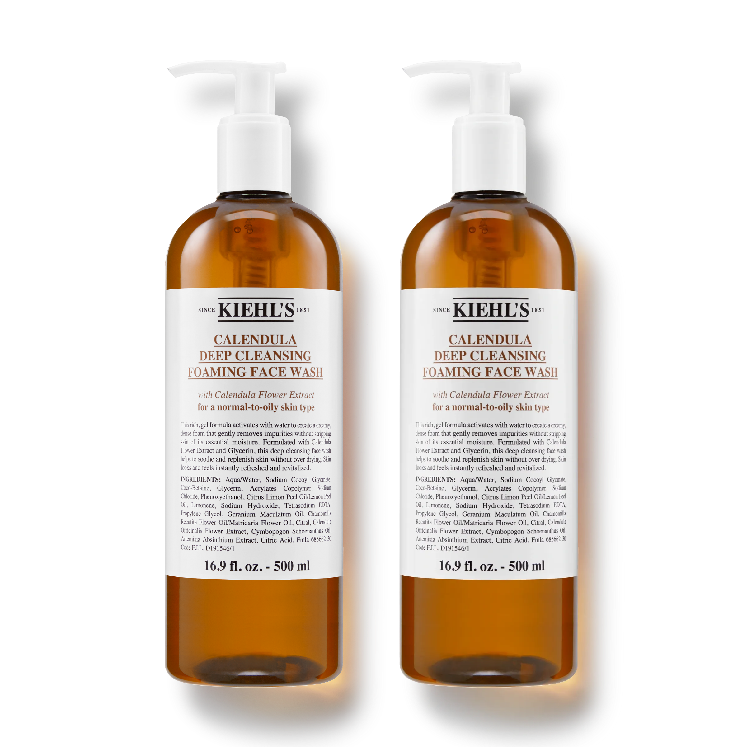 Kiehl's Calendula Deep Cleansing Foaming Face Wash 500ml Duo